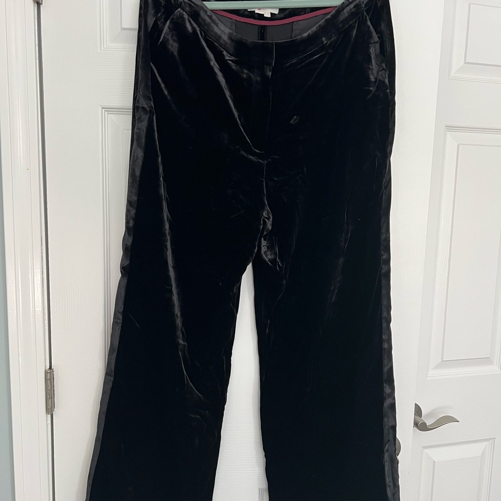 Boden Black Velvet Tuxedo Pants
